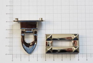 Замок для сумки. Никель 41х23 мм