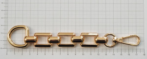 Цепь с карабином и полукольцом (ручкодержатель). Золото